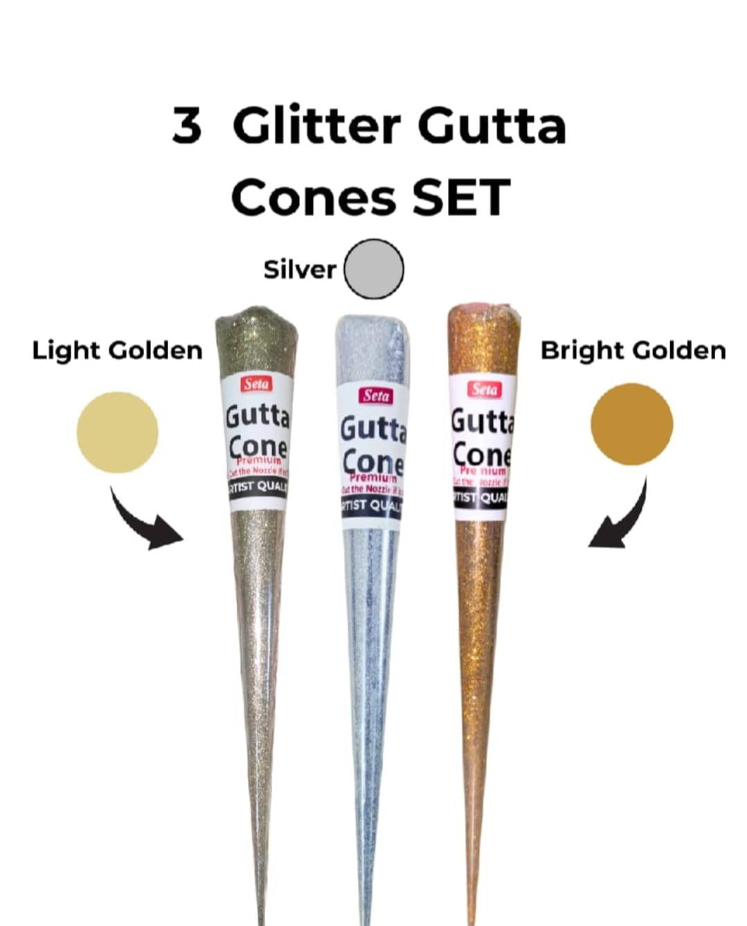 3 Pcs Glitter Gutta Cones