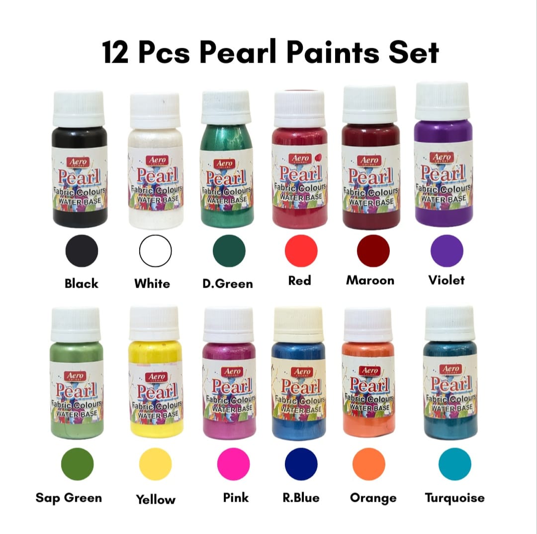 Aero Pearl Fabric Paints - 12 Pcs Pack