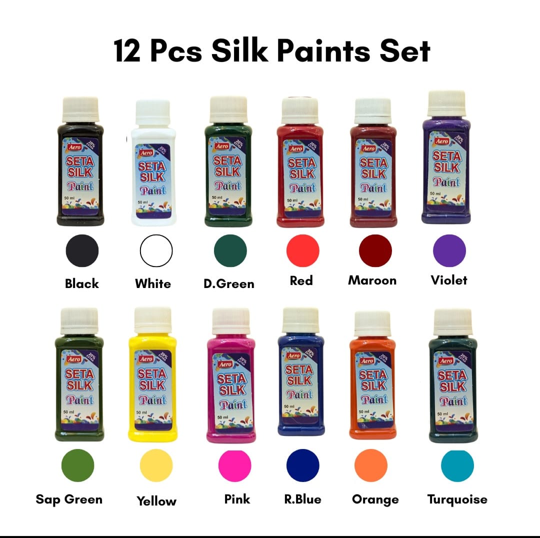 Aero Silk Fabric Paints - 12 Pcs Pack