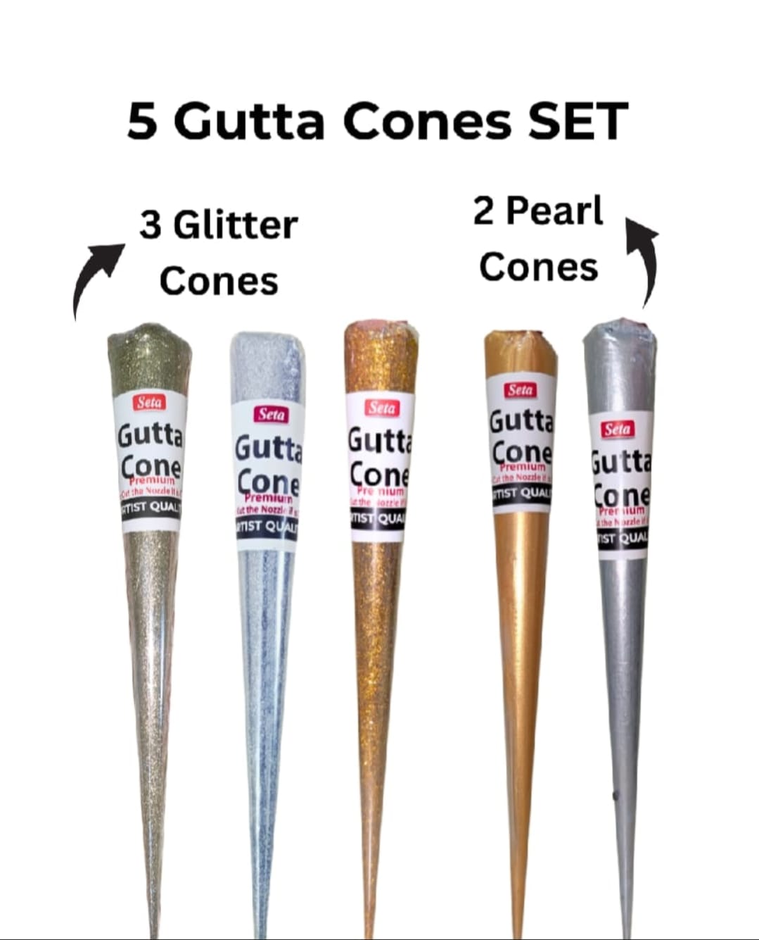 5 Pcs Fabric Glitter Gutta Cones